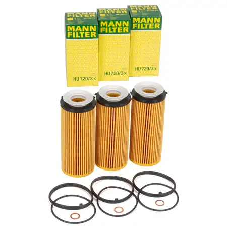 3x MANN HU720/3x &Ouml;lfilter f&uuml;r BMW 3er E90-93 5er F10/11/07 F01-04 X5 E70 X6 E71 E72 N57