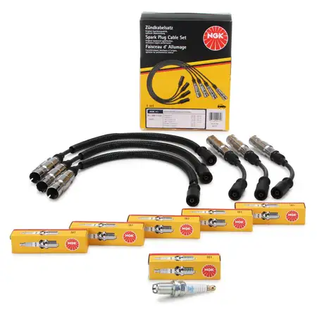 NGK Z&uuml;ndkabelsatz + 6x NGK Z&uuml;ndkerze f&uuml;r SMART Cabrio City-Coupe 450 0.6 45-71 PS