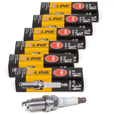 6x NGK 1664 Z&uuml;ndkerze V-LINE 34 f&uuml;r SEAT Alhambra Leon 1M Ibiza 2 3 Sharan Polo 6N Golf 4