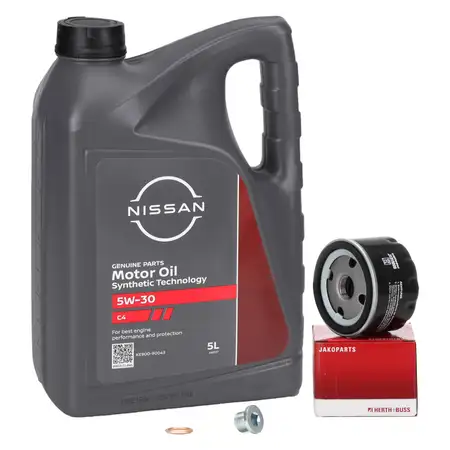 5L ORIGINAL 5W30 DPF Motor&ouml;l + HERTH+BUSS &Ouml;lfilter f&uuml;r NISSAN Juke Micra Qashqai 1 1.5 dCi