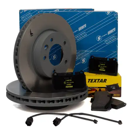 SEBRO Bremsscheiben + TEXTAR Bel&auml;ge + Wako f&uuml;r VW Touareg 7P PR- 1LC/1LE vorne