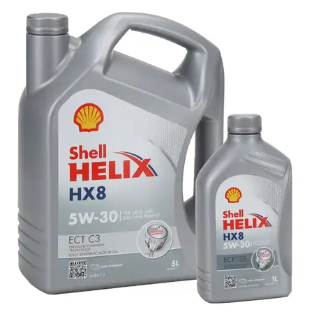 6L 6 Liter SHELL HELIX HX8 5W30 ECT C3 Motor&ouml;l &Ouml;l f&uuml;r BMW LL-04 MB 229.31/51 VW 504/507.00