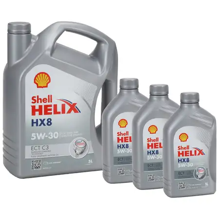 8L 8 Liter SHELL HELIX HX8 5W30 ECT C3 Motor&ouml;l &Ouml;l f&uuml;r BMW LL-04 MB 229.31/51 VW 504/507.00