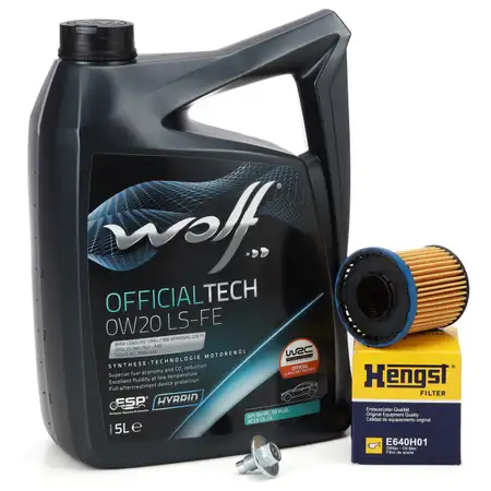 5L WOLF OFFICIALTECH 0W20 LS-FE + HENGST &Ouml;lfilter f&uuml;r OPEL Insignia B 2.0 CDTi F20DVH
