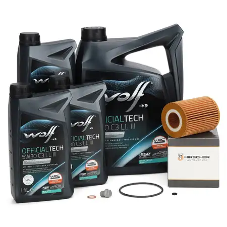 8L WOLF 5W30 C3 LL 3 Motor&ouml;l + HIRSCHER &Ouml;lfilter f&uuml;r MERCEDES W203 W204 W211 W212 OM642