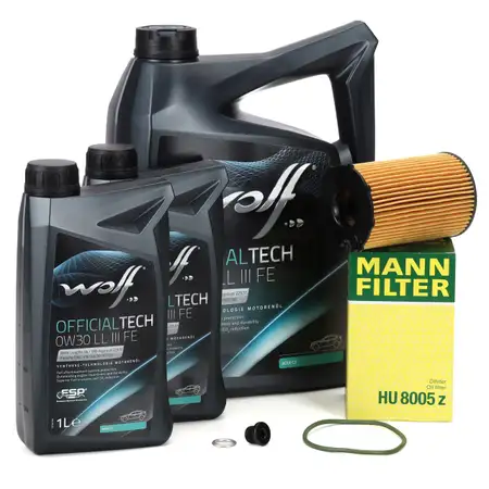7L WOLF 0W30 LL 3 FE Motor&ouml;l + MANN &Ouml;lfilter f&uuml;r VW Touareg AUDI A4 B8 A6 C7 Q5 Q7 3.0 TDI