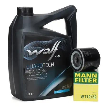 5L WOLF 10W40 B4 Motor&ouml;l + MANN &Ouml;lfilter f&uuml;r VW Golf 3 4 5 6 Bora Polo Lupo Vento 1.0-1.6