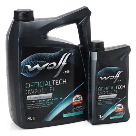 6L 6 Liter WOLF OFFICIALTECH 0W20 LL FE Motor&ouml;l &Ouml;l f&uuml;r VW 508/509.00 FORD WSS-M2C956-A1