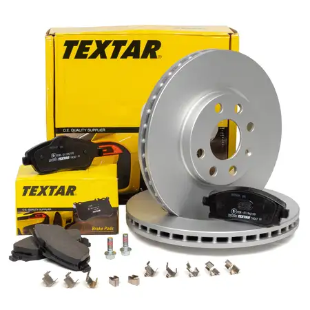 TEXTAR Bremsscheiben + Bel&auml;ge f&uuml;r OPEL Combo Corsa C Meriva A Tigra B vorne