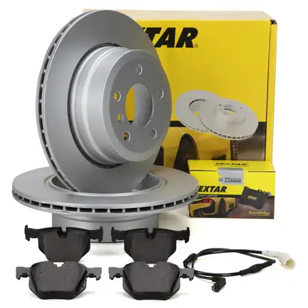 TEXTAR Bremsscheiben + Bel&auml;ge + Sensor f&uuml;r BMW 5er 525xi 530xi 525xd 530xd xDrive hinten