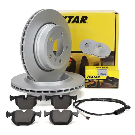 TEXTAR Bremsscheiben + Bremsbel&auml;ge + Warnkontaktsensor f&uuml;r BMW X3 2.0-30i 2.0-35d hinten