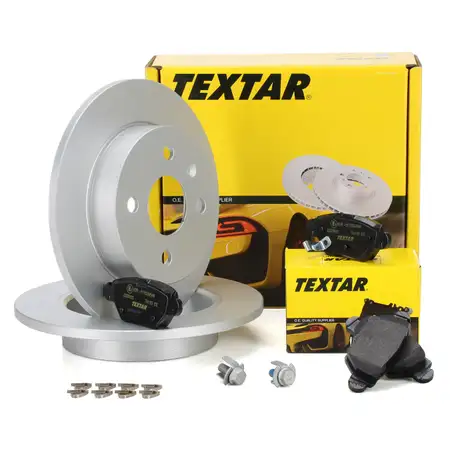 TEXTAR Bremsscheiben + Bremsbel&auml;ge f&uuml;r OPEL Astra G 4-Loch hinten