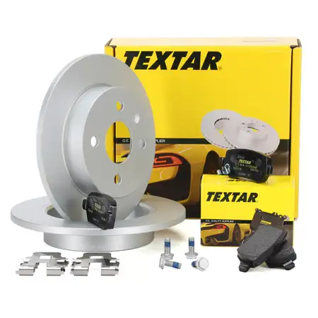 TEXTAR Bremsscheiben + Bel&auml;ge f&uuml;r OPEL Astra G Combo Meriva A 5-Loch hinten
