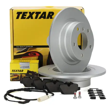 TEXTAR Bremsscheiben + Bel&auml;ge + Wako f&uuml;r BMW 1er E81 E87 3er E90 E92 bis 02.2010 hinten