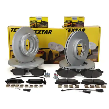 TEXTAR Bremsscheiben + Bel&auml;ge + Sensor f&uuml;r FORD Transit/Tourneo 260280300 vorne + hinten