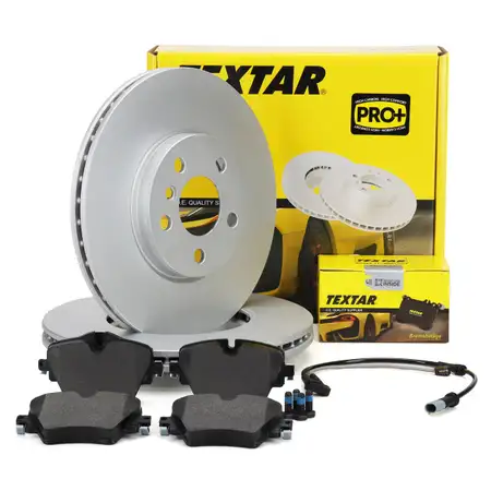 TEXTAR Bremsscheiben + Bremsbel&auml;ge + Sensor f&uuml;r BMW 1er F40 2er F45 F46 X1 F48 X2 vorne