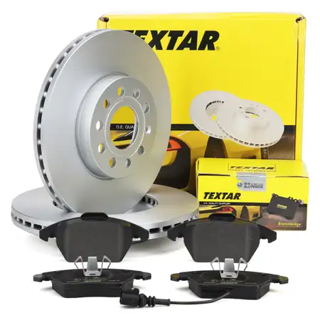 TEXTAR Bremsscheiben + Bel&auml;ge + Sensor f&uuml;r VW Golf 5 6 Touran Jetta 3 3 AUDI 8P vorne