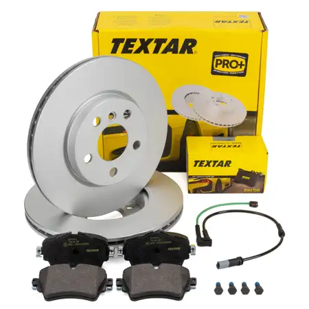 TEXTAR Bremsscheiben + Bel&auml;ge Sensor f&uuml;r BMW 2er F45 F46 X2 F39 MINI F54 F60 07.2019 vorne