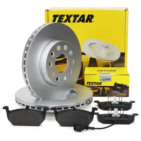 TEXTAR Bremsscheiben + Bremsbel&auml;ge + Sensor f&uuml;r VW Golf 7 8V Leon 5F 3 PR-1ZF vorne