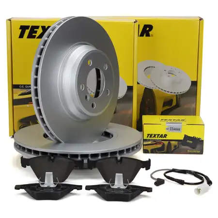 TEXTAR Bremsscheiben + Bel&auml;ge + Sensor f&uuml;r BMW 3er E90 E91 E92 330i 335i 330d 335d vorne