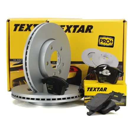 TEXTAR Bremsscheiben + Bremsbel&auml;ge + Sensor f&uuml;r VW Multivan Transporter T5 T6 PR-2E3 vorne