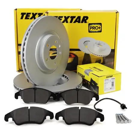 TEXTAR Bremsscheiben + Bel&auml;ge + Sensor f&uuml;r AUDI A4 S4 B8 A5 S5 8T 8F 1LJ/1LD 06.2011 vorne
