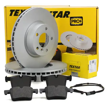 TEXTAR Bremsscheiben + Bremsbel&auml;ge + Warnkontaktsensor f&uuml;r BMW X3 F25 X4 F26 vorne