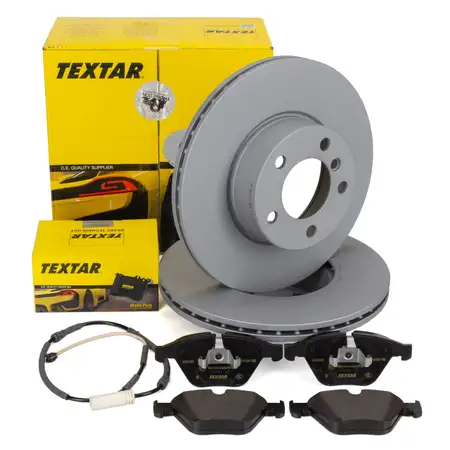 TEXTAR Bremsscheiben + Bel&auml;ge + Sensor f&uuml;r BMW 3er E90 E91 E92 E93 xDrive ab 03.2010 vorne