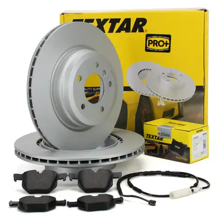 TEXTAR Bremsscheiben + Bel&auml;ge + Sensor f&uuml;r BMW X1 E84 xDrive28i xDrive35i 03.2010 hinten