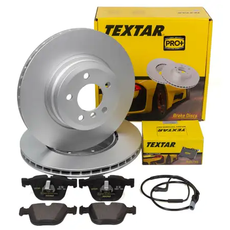 TEXTAR Bremsscheiben + Bremsbel&auml;ge + Sensor f&uuml;r BMW X5 E70 X6 E71 48i 50i 30d 35d hinten
