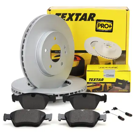 TEXTAR Bremsscheiben + Bremsbel&auml;ge + Sensor f&uuml;r MERCEDES E-Klasse W210 E200-300D vorne