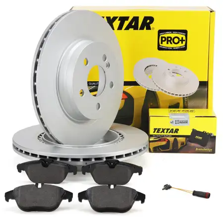 TEXTAR Brake Discs + Brake Pads + Sensor for Mercedes C-Class W204 S204 (Rear)