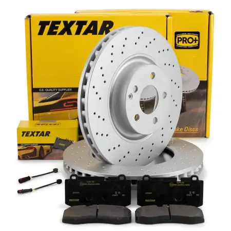 TEXTAR Bremsscheiben + Bremsbel&auml;ge + Sensor f&uuml;r MERCEDES S-Klasse W221 vorne