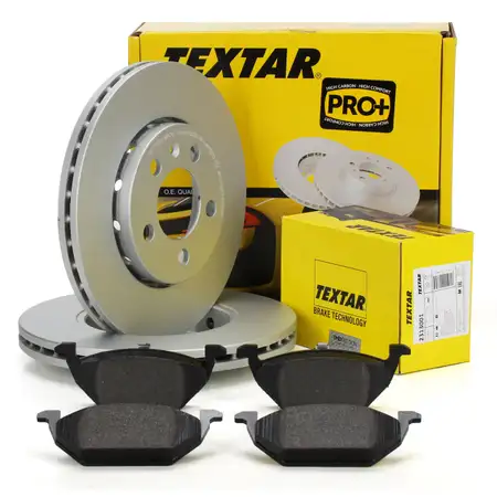 TEXTAR Bremsscheiben + Bel&auml;ge f&uuml;r VW Golf 4 Fox Lupo Polo 5 Vento AUDI A1 8X A3 8L1 vorne