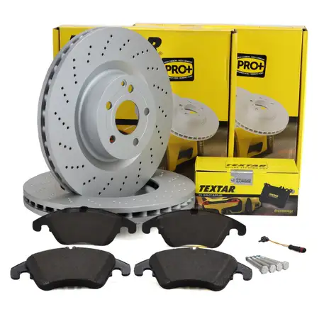 TEXTAR Bremsscheiben + Bremsbel&auml;ge + Sensor f&uuml;r MERCEDES-BENZ C207 A207 C207 R172 vorne