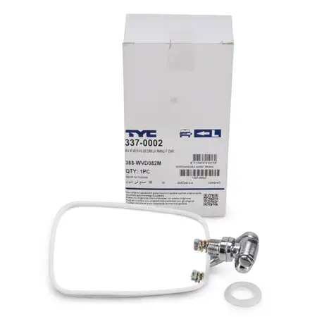 TYC 3370002 Au&szlig;enspiegel Seitenspiegel plan CHROM f&uuml;r VW K&auml;fer links 113857513D