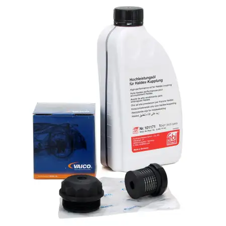 VAICO Getriebefilter + febi Hochleistungs&ouml;l Haldex-&Ouml;l ALLRAD HALDEX 1 L f&uuml;r VAG 02D525558A