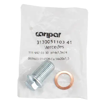 CARIPAR &Ouml;lablassschraube + Dichtring M14x15 f&uuml;r MERCEDES-BENZ SMART MITSUBISHI JEEP JAGUAR