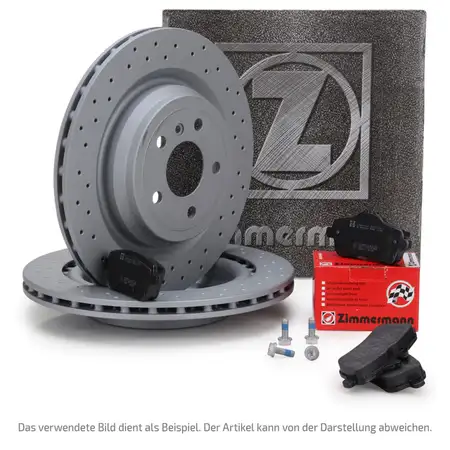 ZIMMERMANN Bremsscheiben + Bel&auml;ge f&uuml;r MERCEDES W176 C117 X156 45AMG SLC 43AMG hinten