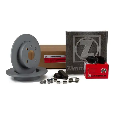 ZIMMERMANN Bremsscheiben + Bel&auml;ge f&uuml;r OPEL Astra G H Meriva A mit ABS hinten