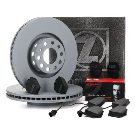 ZIMMERMANN Bremsscheiben + BREMBO Bel&auml;ge + Wako f&uuml;r VW Phaeton 3D PR-1LX vorne