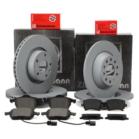 ZIMMERMANN Bremsscheiben + Bremsbel&auml;ge + Warnkontaktsensor f&uuml;r AUDI A6 4F vorne + hinten
