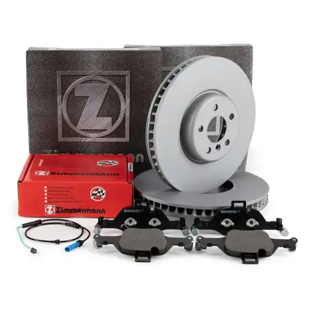 ZIMMERMANN Bremsscheiben + Bel&auml;ge + Sensor f&uuml;r BMW G30 540i G32 630i G11 730i 730d vorne
