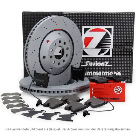 Zimmermann FORMULA Z Bremsscheiben + Bremsbel&auml;ge + Sensor f&uuml;r AUDI A6 C8 A7 4K A8 4N vorne