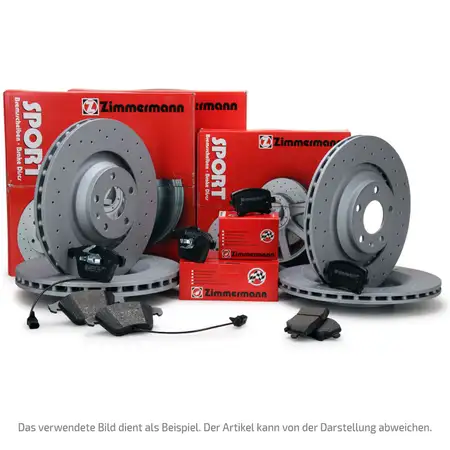 Zimmermann SPORT Bremsscheiben + Bel&auml;ge + Wako f&uuml;r AUDI TT TTS 3.2 V6 8J vorne + hinten
