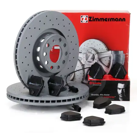 Zimmermann SPORT Bremsscheiben + BREMBO Bel&auml;ge + Wako f&uuml;r VW Phaeton 3D PR-1LX vorne