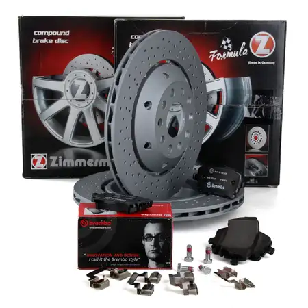 Zimmermann FORMULA Z Bremsscheiben + BREMBO Bel&auml;ge f&uuml;r AUDI RS6 C85 PR-1KY hinten