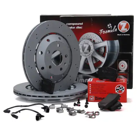 Zimmermann FORMULA Z Bremsscheiben + Bel&auml;ge + Wako f&uuml;r AUDI RS5 8T3 8F7 450 PS hinten