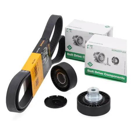 CONTI 6PK1555 Keilrippenriemen + INA Rollen f&uuml;r BMW 3er E36 5er E34 E39 7er E38 M50 M52
