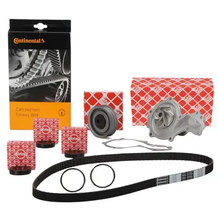 CONTI Zahnriemen + 3x ELRING Dichtring + febi Spannrolle + Wasserpumpe f&uuml;r VW Golf 1 2 3